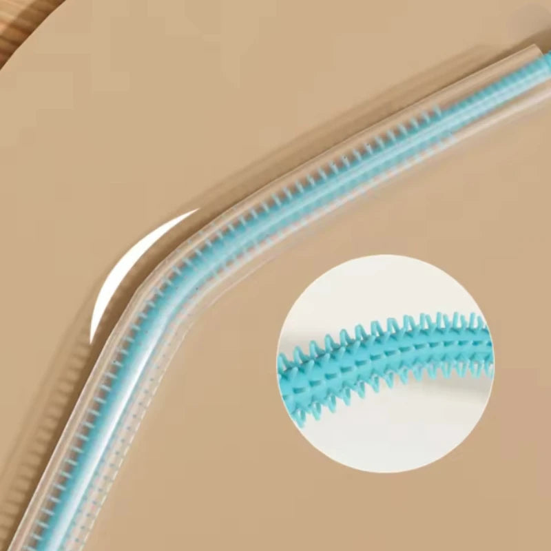 Silicone Wash Cup Brush with Long Handle Reusable Silicone Straw Cleaning Kit Diameter 6mm Bendable Soft Pipe Tube Cleaning