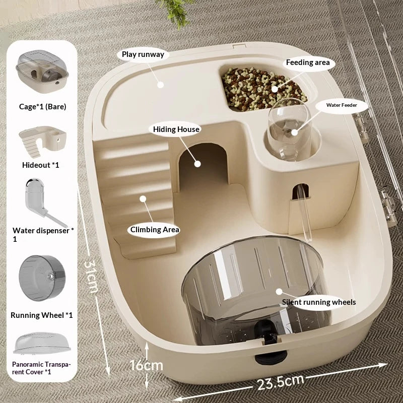Luxury Large Capacity Hamster Golden Hamster Cage Habitat Villa Large 2-Layer Platform Cage Hiding Nest Small Pet Supplies