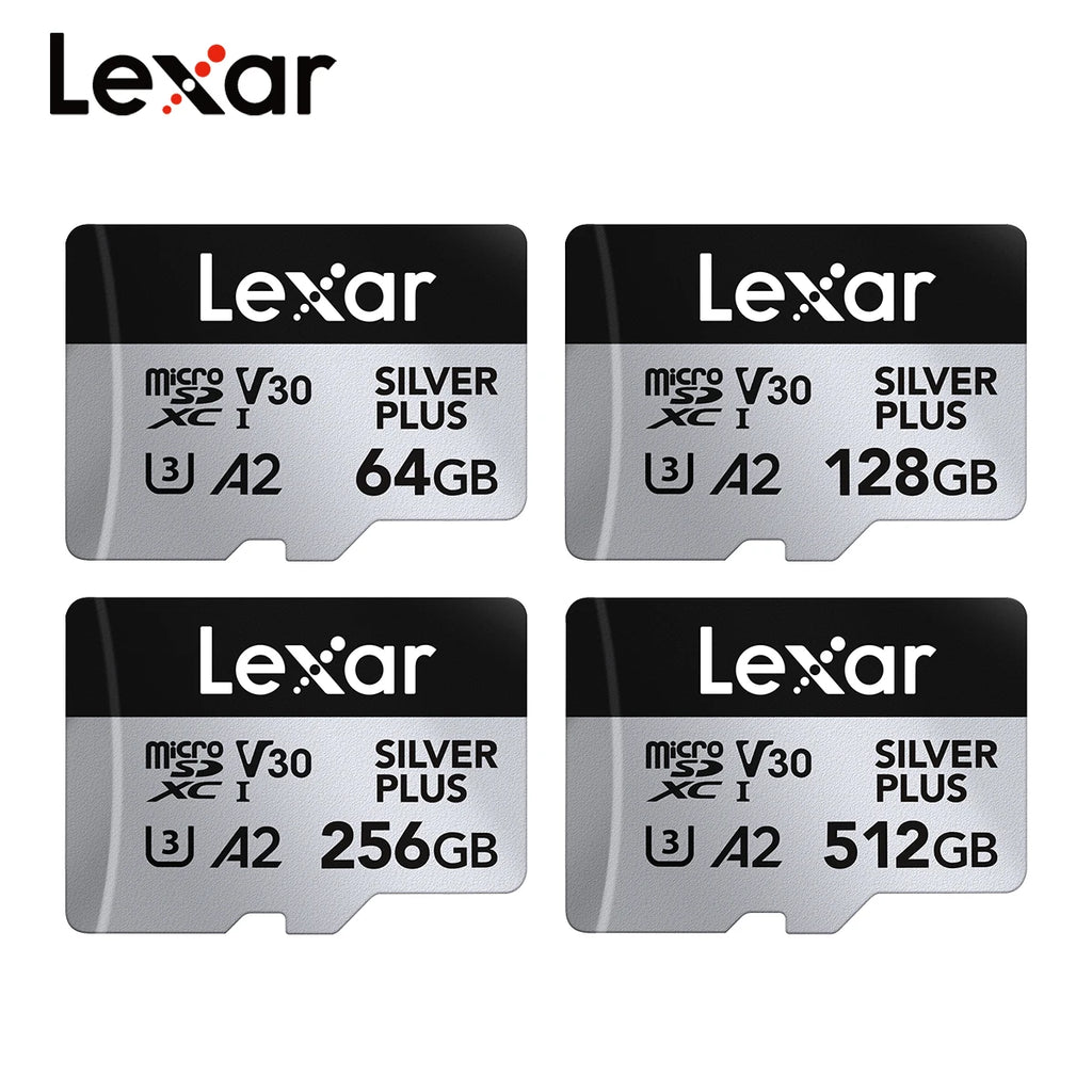 Lexar SILVER PLUS Memory Card 64GB 128GB 256GB Read Speed Up To 205mb/s A2 V30 4K UHD TF 1366x Card Professional Micro SD Card