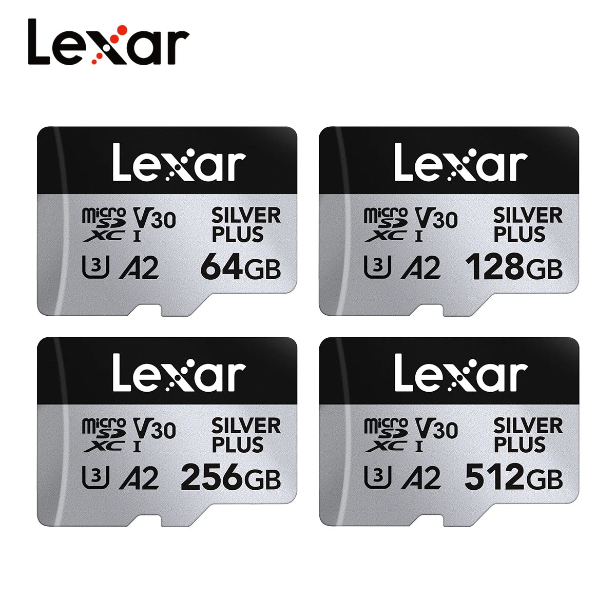 Lexar SILVER PLUS Memory Card 64GB 128GB 256GB Read Speed Up To 205mb/s A2 V30 4K UHD TF 1366x Card Professional Micro SD Card