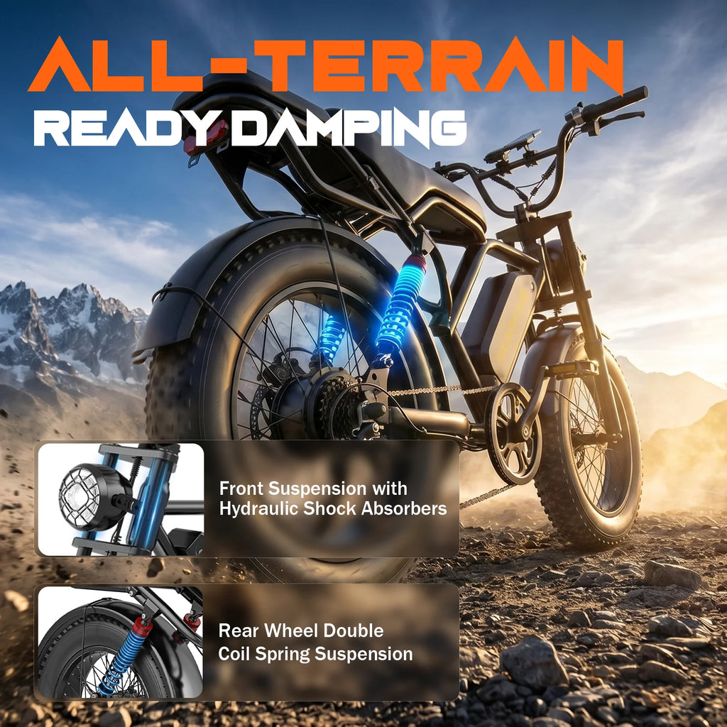 Bicicletta Elettrica HEADEER BK20 con Batteria al Litio 48V20Ah, Autonomia Massima 80Km, Pneumatici Fat da 20 Pollici per Fuoristrada, E-Bike All-Terrain con APP