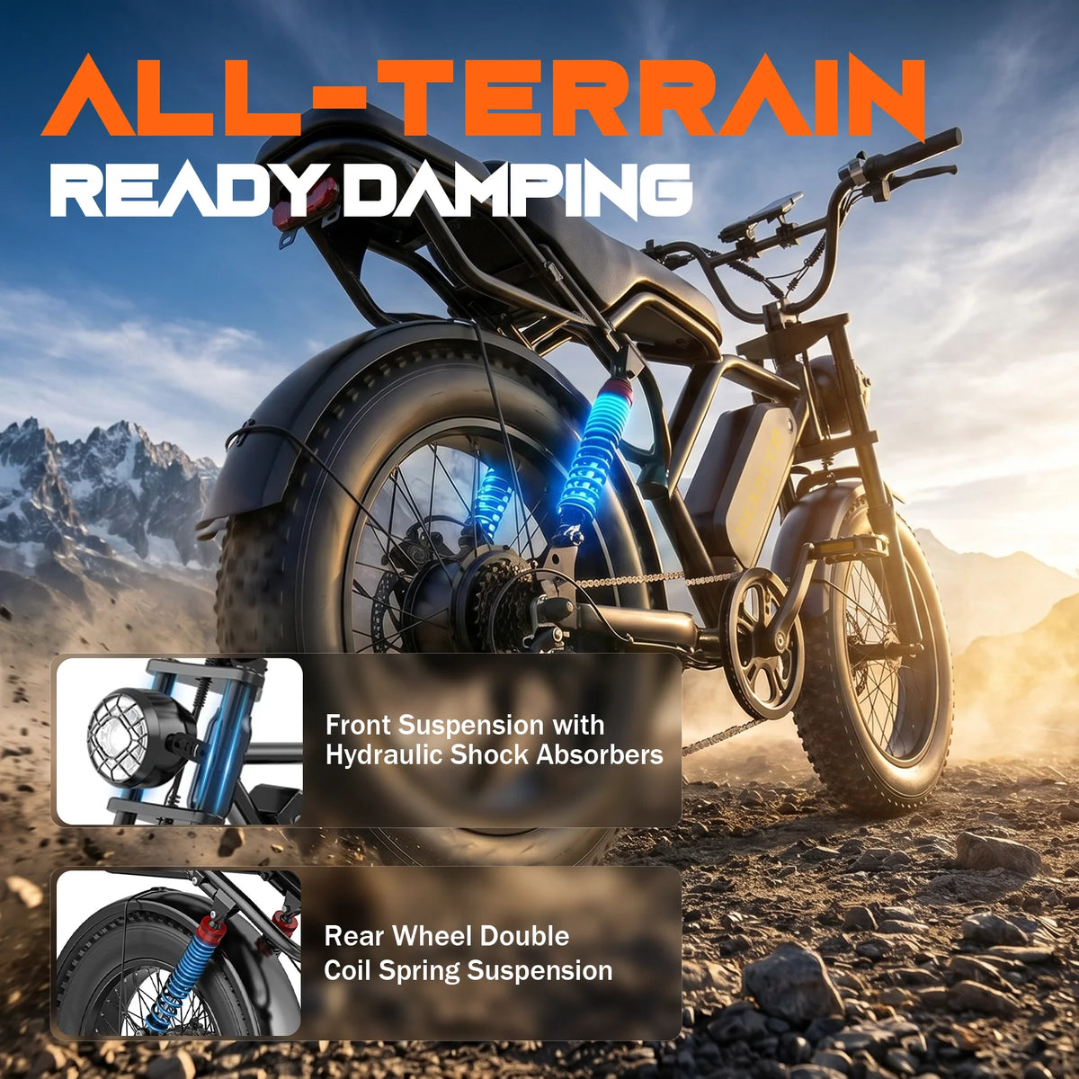 HEADEER BK20 Electric Bike 48V20Ah Lithium Battery, Max Range 80Km, 20" Off-Road Fat Tires All-terrain E-Bike with APP