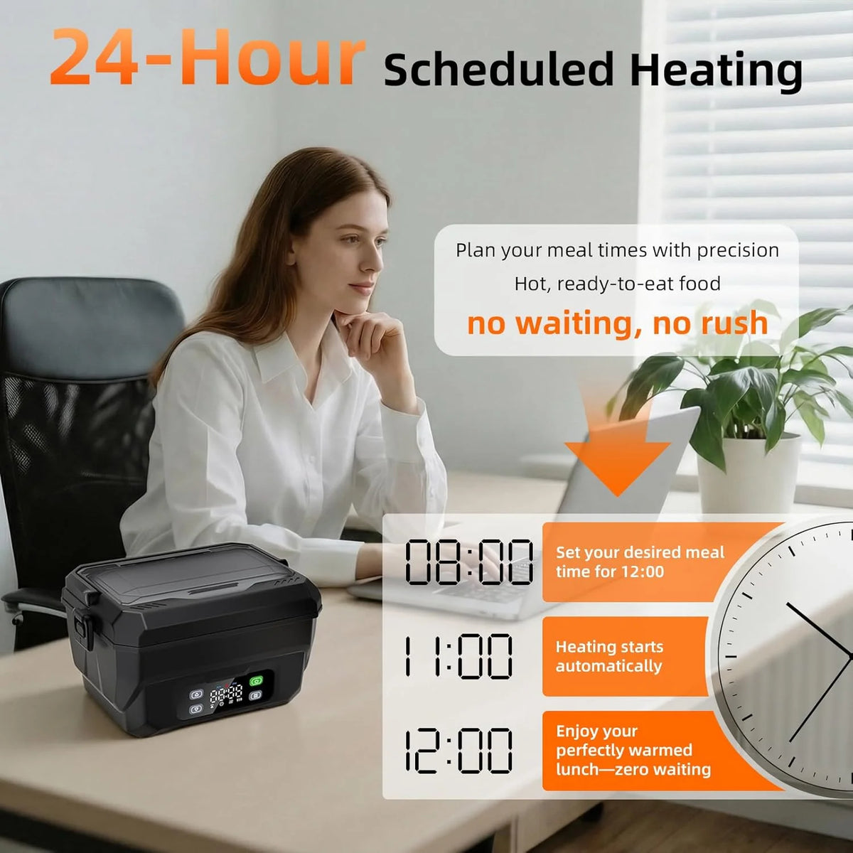 Adult Heated Lunch Box, Portable Insulated Lunch Box, Food Container, Suitable for Offices, Outings, and Construction Sites