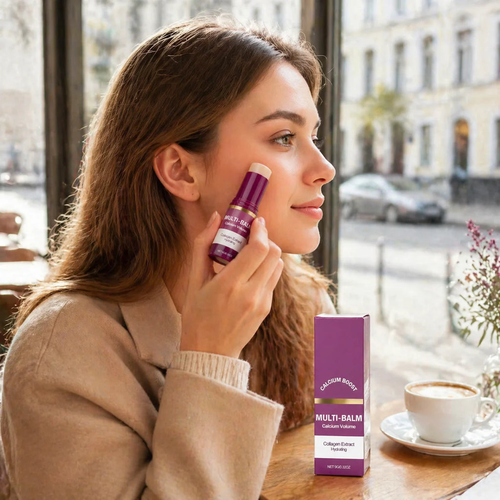 Calcium Boost Collagen Multi Balm Hydrating Moisturizing Stick for Lips Eyes Face Neck Portable Daily Skin Care Balm Stick