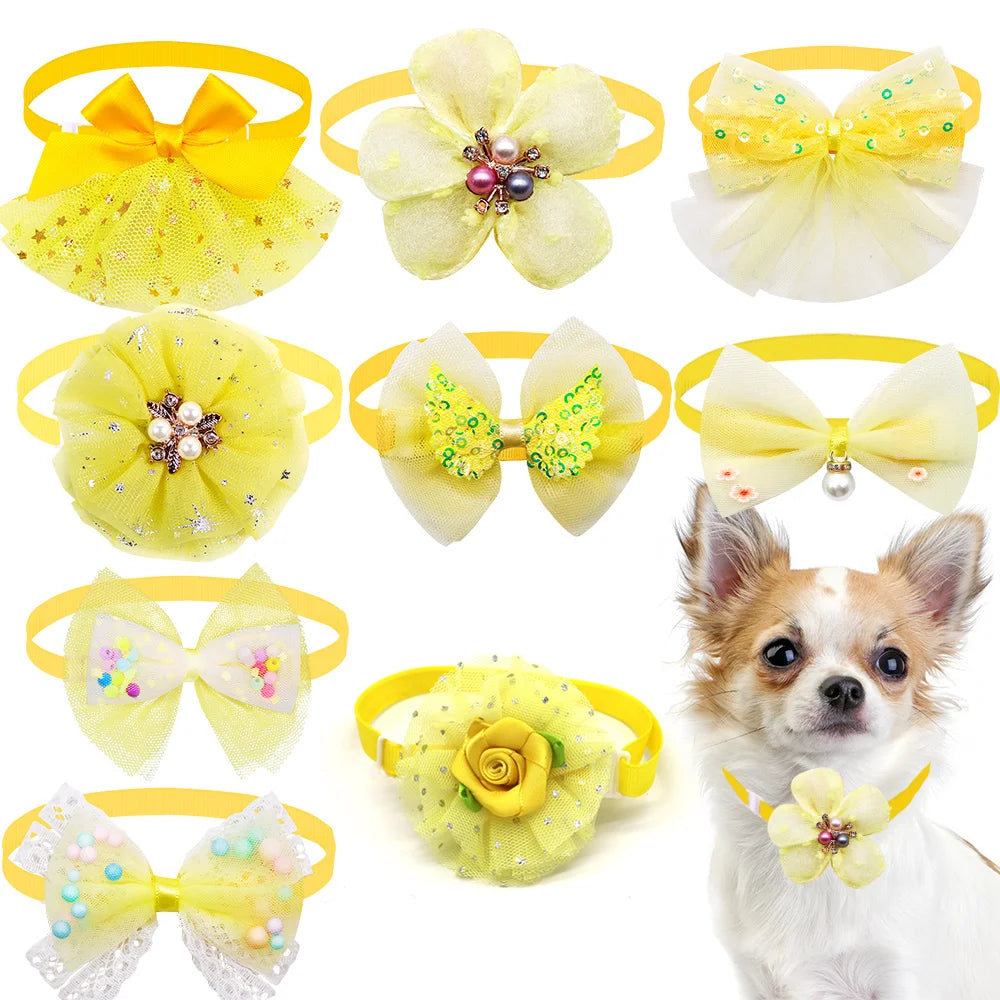 50PCS Small Dog Cat Bowtie Cute Bulk Lace Pet Dog Bowtie Collar for Dogs Grooming Accessories Pet Supplies for Small Dogs