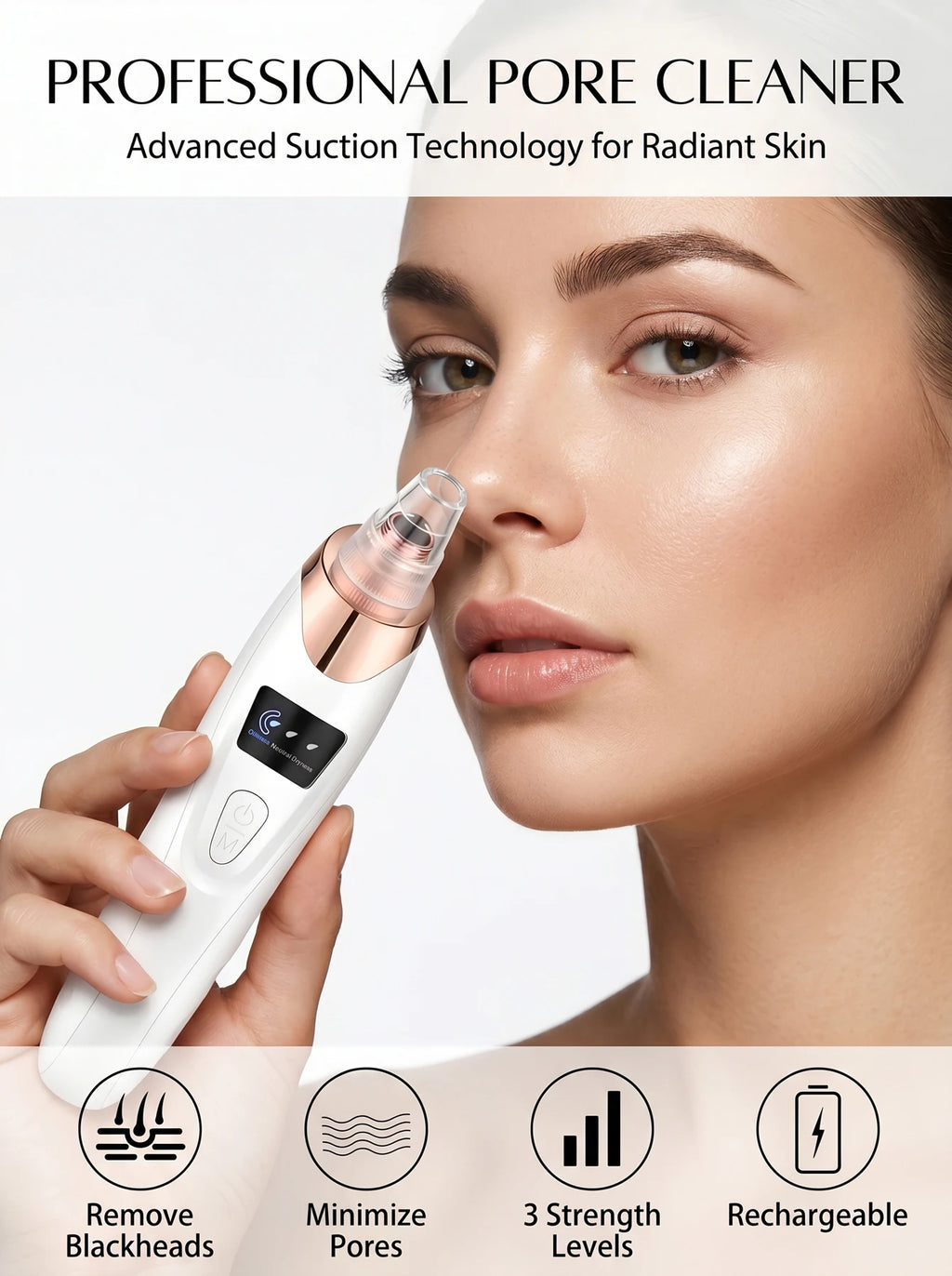 Facial Suction Tool , USB Rechargeable Pore Care Instrument for Deep Cleansing and Skin Exfoliation. Pore