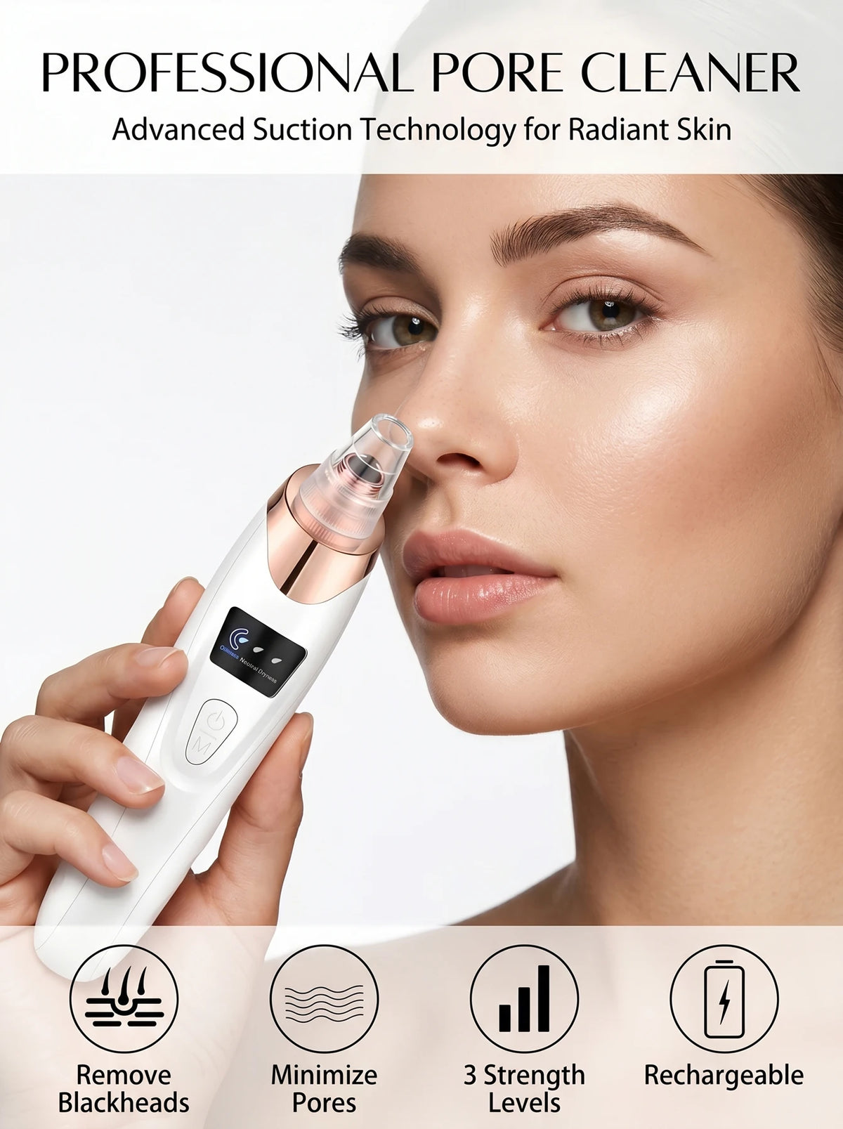 Facial Suction Tool , USB Rechargeable Pore Care Instrument for Deep Cleansing and Skin Exfoliation. Pore