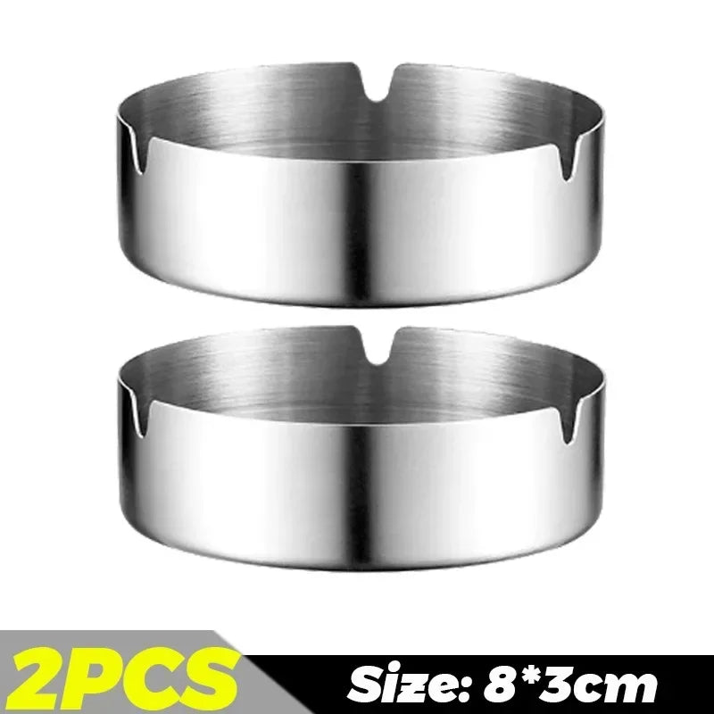 1-6Pcs Stainless Steel Ashtray Round Tabletop Ashtrays Storage Tray Portable Thickened Ashtray for Restaurant Hotel Bar Office