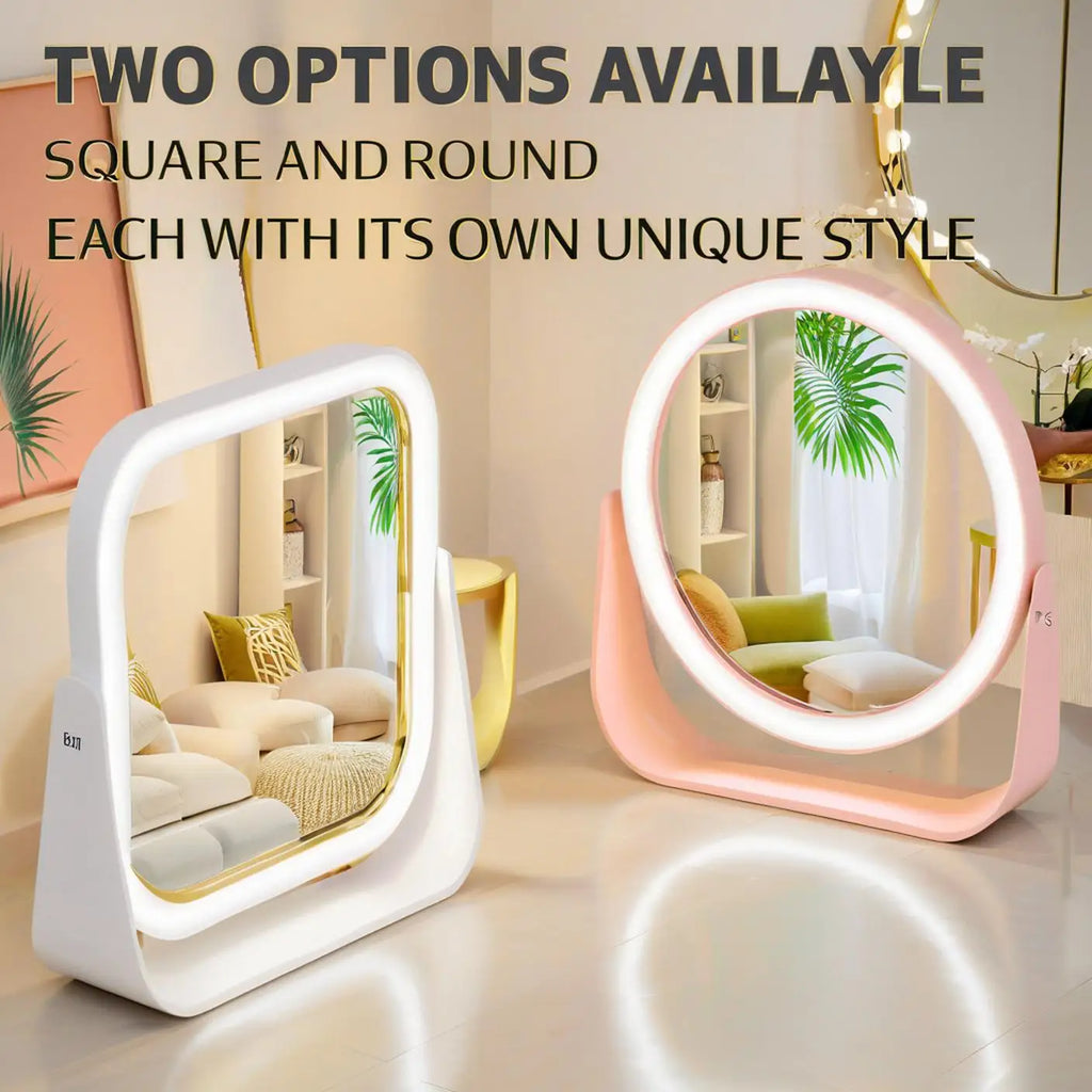 3 Colors LED Makeup Mirror Wireless Eversible Dimmable Touch Screen Cosmetic Mirrors Smart Rotatable Makeup Beauty Tabletop Tool