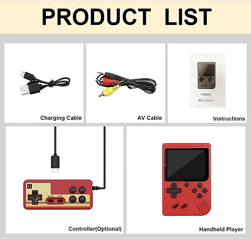 Retro Portable Built in 500 in 1 Games 8 Bit 3.0 Inch Macarone Mini Handheld Video Game Console Color LCD Kids Color Game Player