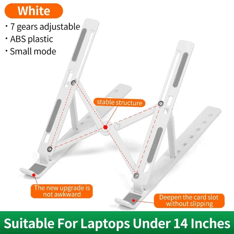 Supporto per laptop regolabile, supporto portatile e pieghevole per monitor di computer, base per notebook, accessori per MacBook Air, iPad e tablet