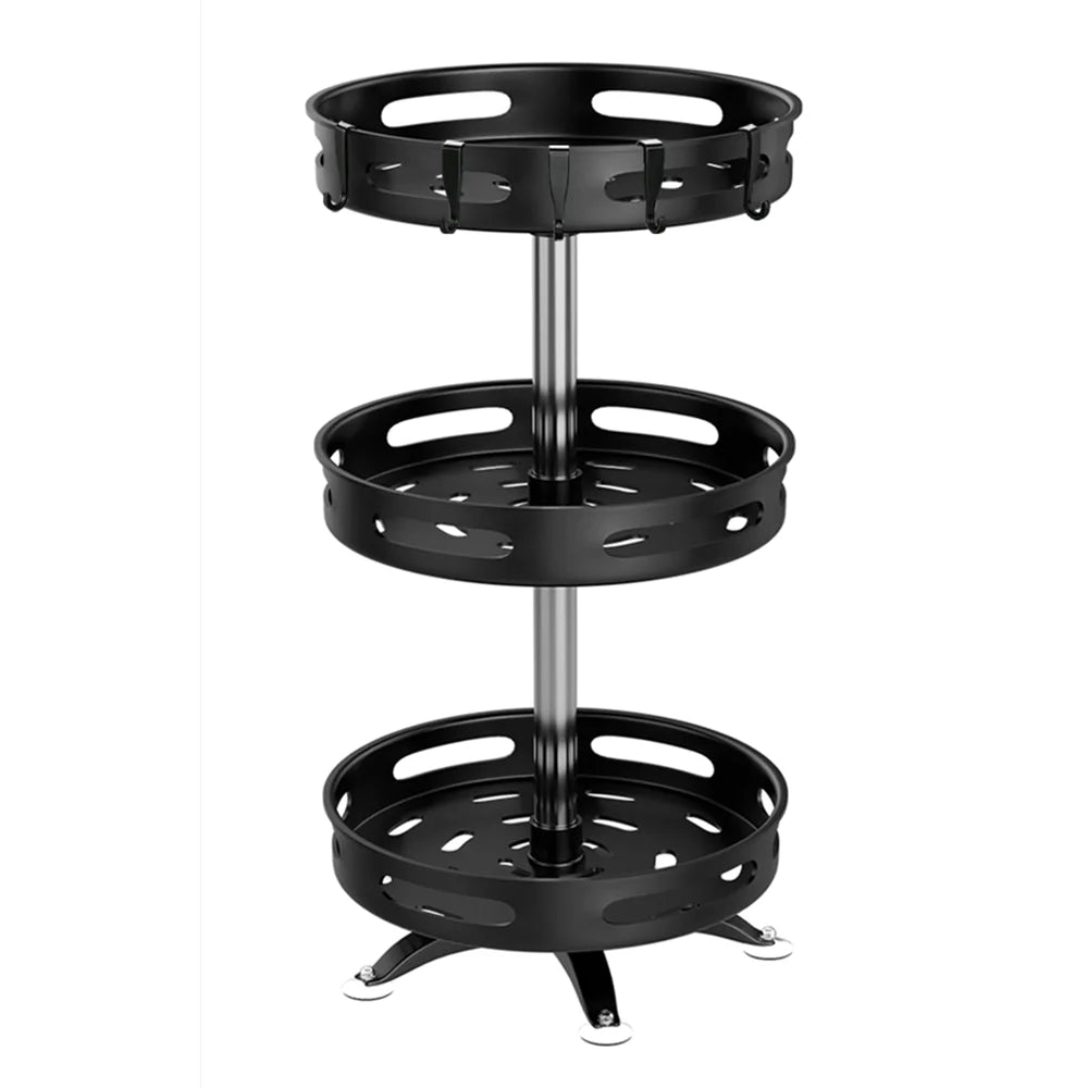 360° Rotating Spice Rack Organizer Carbon Steel Round Spice Shelf Rotatable Kitchen Organizer Turntable for Spice Bottles Jars