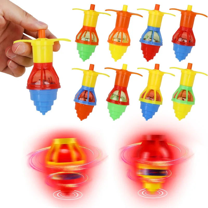 5/10/20pcs LED Light Up Spinning Tops Glow Rotating Gyro Kids Birthday Party Favors Pinata Filler Toys Boy Girl Christmas Gifts