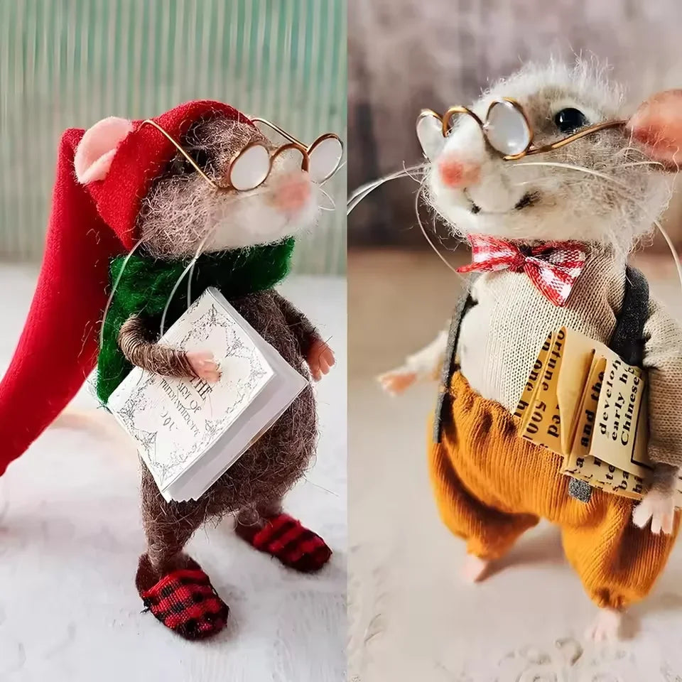 Christmas Needle Felted Mouse Ornament – DIY Handmade Wool Mouse Decoration for Home & Tree