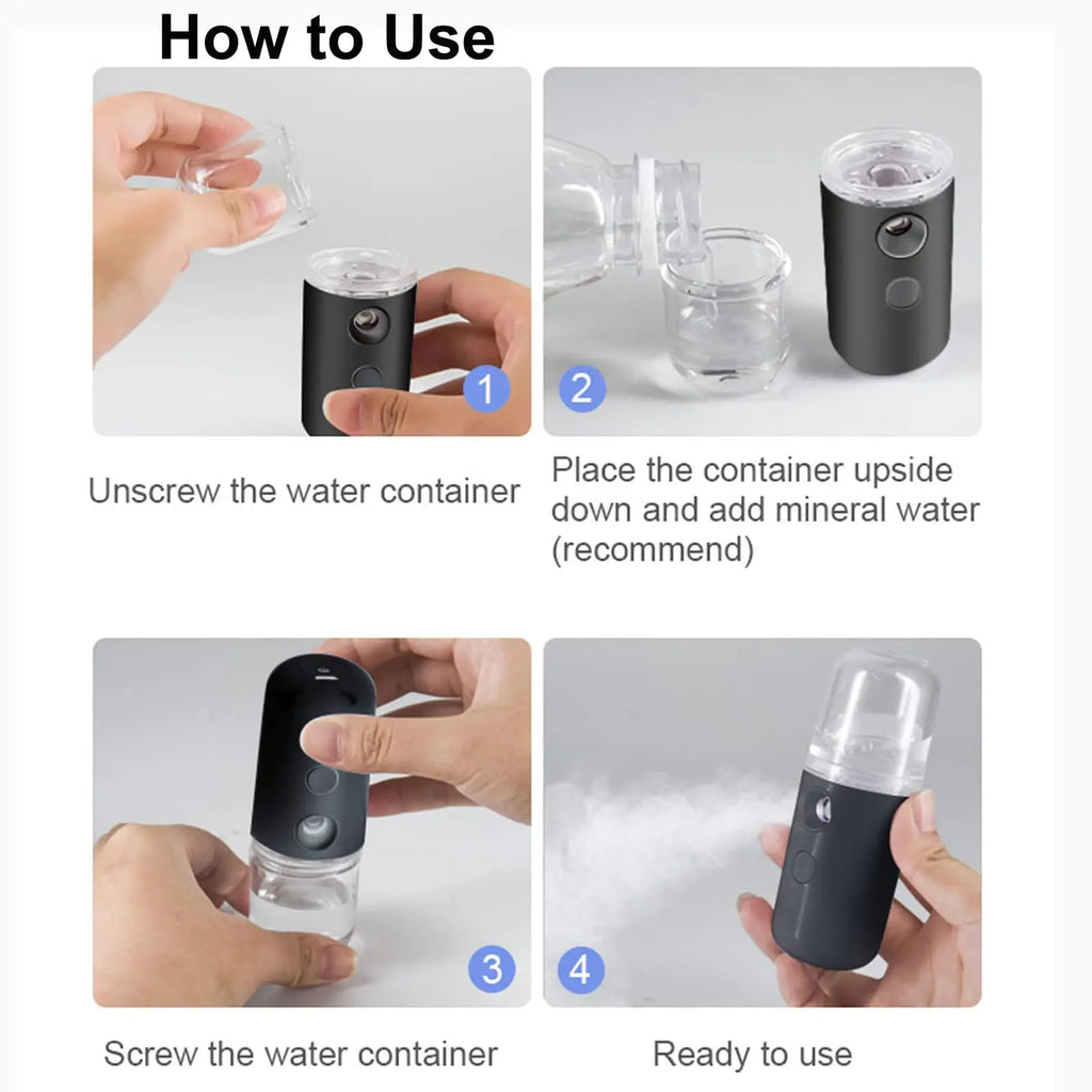 USB-Charging Mist Facial Sprayer Portable 30ml Mini Face Humidifier Beauty Skin Care Tools Nebulizer Face Moisturizing Sprayer