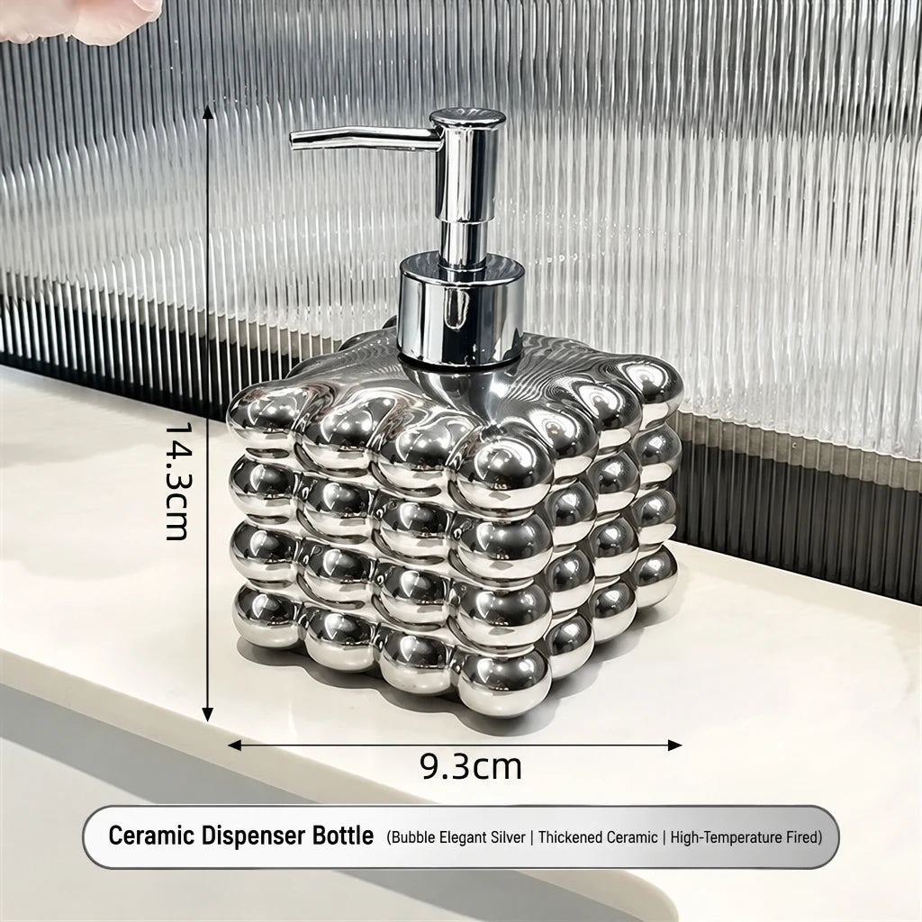Creative Ball Ceramic Shampoo Potion Bottle Luxury Plating Silver Press Lotion Bottle Toilet Soap Dispenser Bathroom Accessories