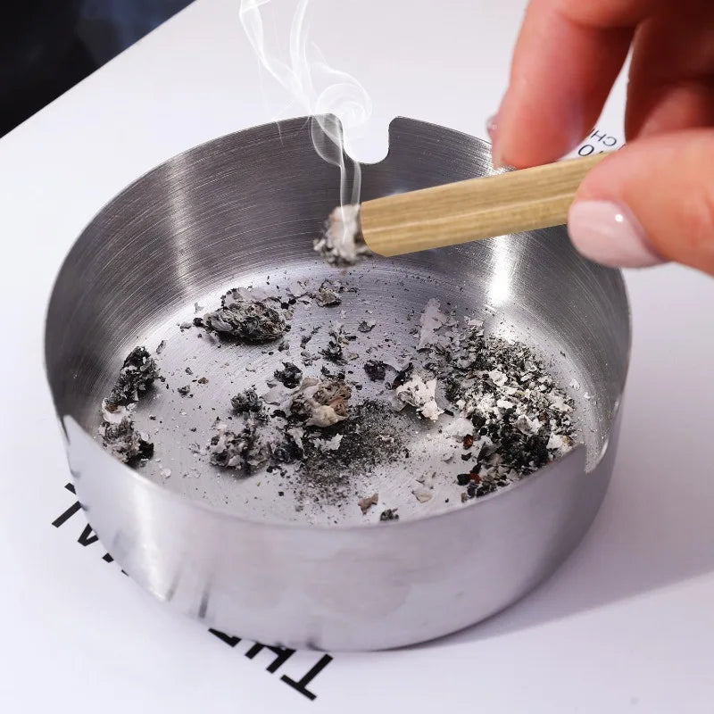 1-6Pcs Stainless Steel Ashtray Round Tabletop Ashtrays Storage Tray Portable Thickened Ashtray for Restaurant Hotel Bar Office