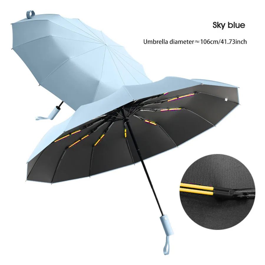 Large 24 Bone Solid Color Automatic Umbrella Light Collapsible Large Format Outdoor Sunshade UV Protection Automatic Umbrella