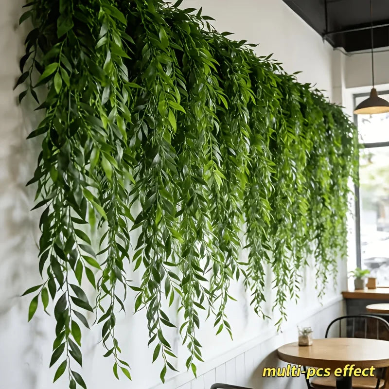 50/100 Pieces of High-Quality Artificial Willow Greenery, Evergreen for All Seasons, Weather-Resistant Decorative Vines with Vibrant Colors and Texture, Suitable for Wedding Arches and Spring/Summer Decoration, Hotel and Cafe