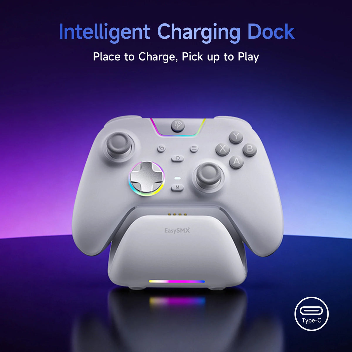EasySMX White Black Gamepad X05 Pro Wireless PC Gaming Controller for PC Windows iOS Switch Android with Charging Dock