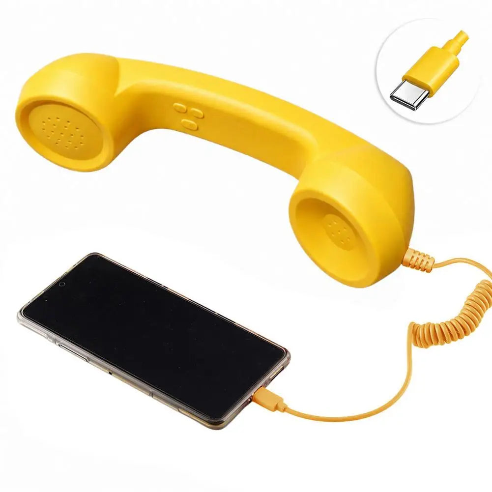 Retro Telephone Handset Receiver Type C 3.5mm Direct Plug Handheld For Mobile Phones PC Computer