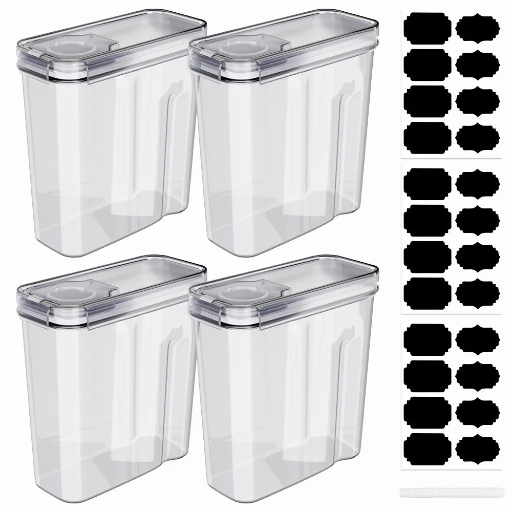 Airtight Food Storage Containers With Lid 4/8/12Pcs Storage Jar Cereal Dispenser Kitchen Organizer Transparent Sealed Tank