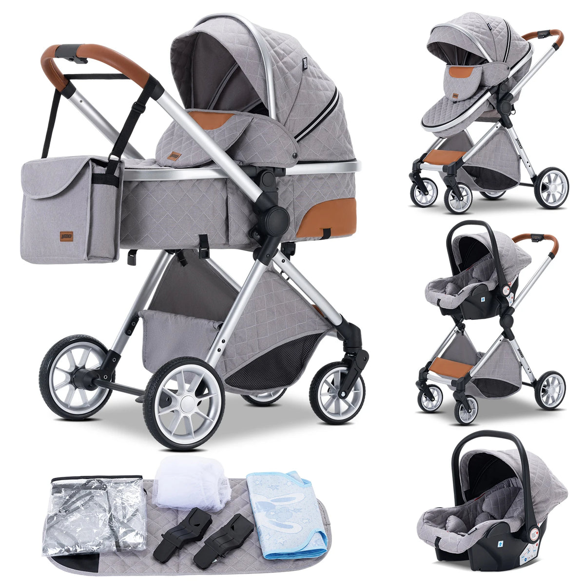Newest 3 in 1 Baby Stroller Portable Travel Baby Carriage Folding Prams Aluminum Frame High Landscape Car for Newborn Baby