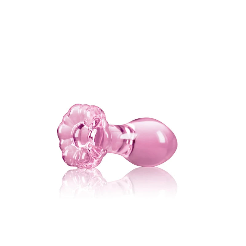 Small Pink Glass Butt Plug Crystal Huge Ball Anal Beads Fake Penis Heart Rose Glass Anus Dildo Set Adult Masturbation Toy