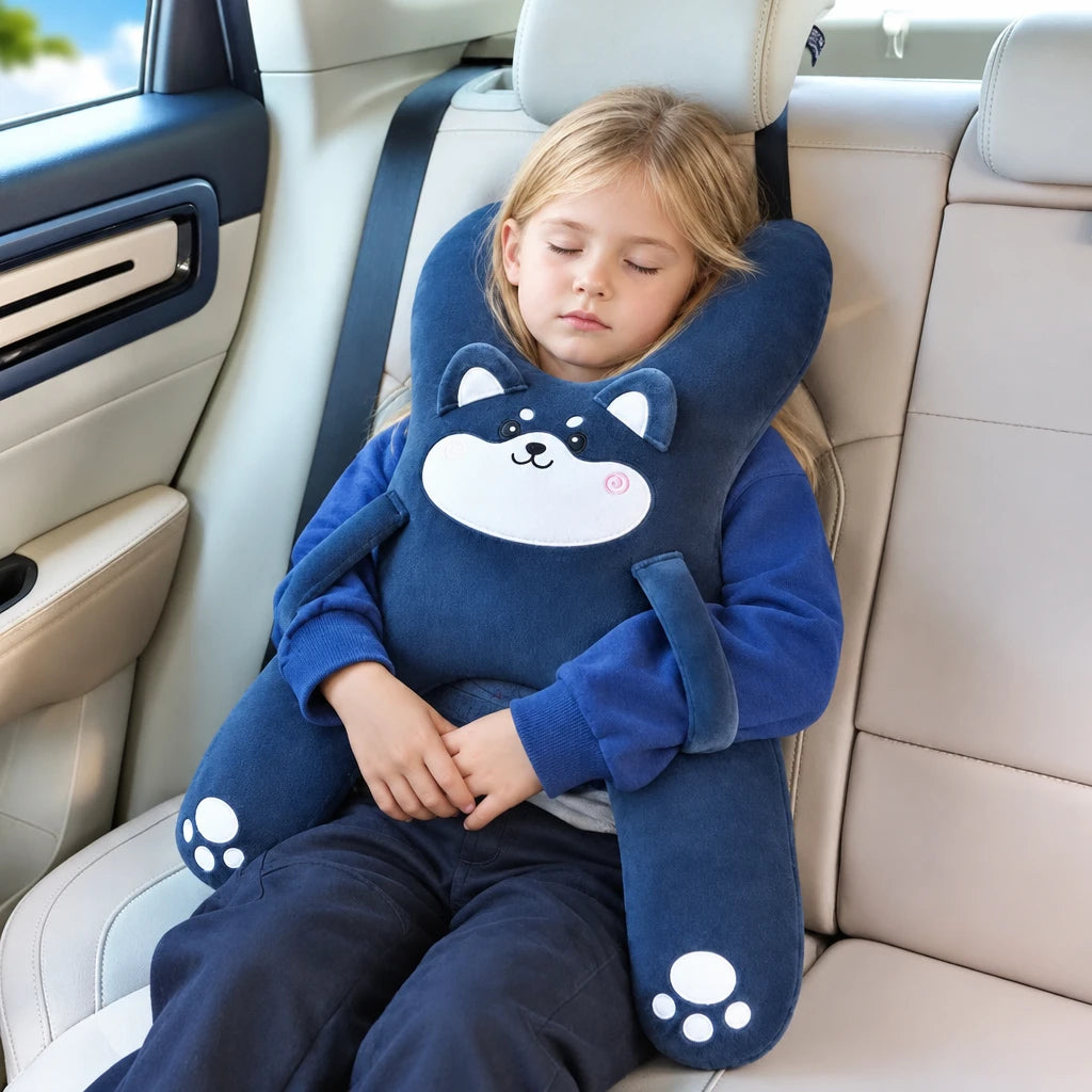 1PC Car Mounted Child Sleeping Pillow Car Cute Cartoon Pillow Car Removable Comfortable Breathable Headrest Lumbar Support ﻿