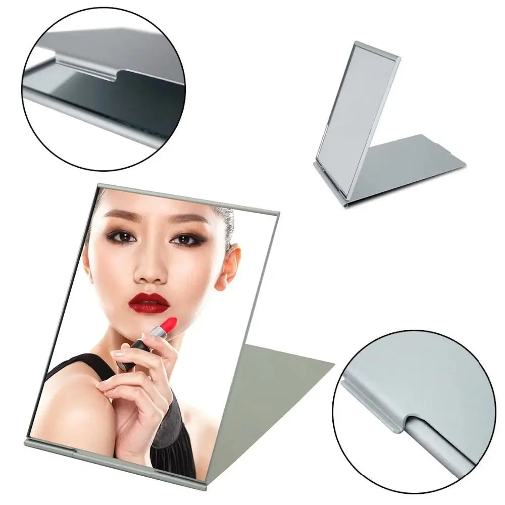 Small Mirror Aluminum Folding Mirror Foldable Compact Makeup Mirrors Rectangle Ultra-thin Pocket Mini Mirror Travel Use