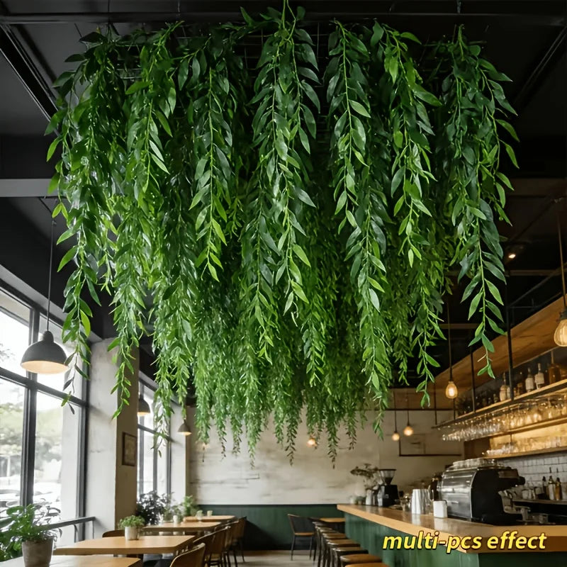 50/100 Pieces of High-Quality Artificial Willow Greenery, Evergreen for All Seasons, Weather-Resistant Decorative Vines with Vibrant Colors and Texture, Suitable for Wedding Arches and Spring/Summer Decoration, Hotel and Cafe