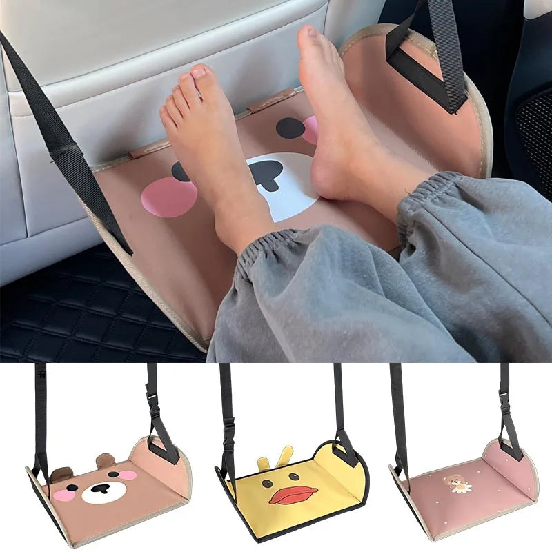 Poggiapiedi universale per seggiolino auto per bambini con cartoni animati, amaca poggiapiedi portatile per sedile posteriore auto con motivo a orsetto
