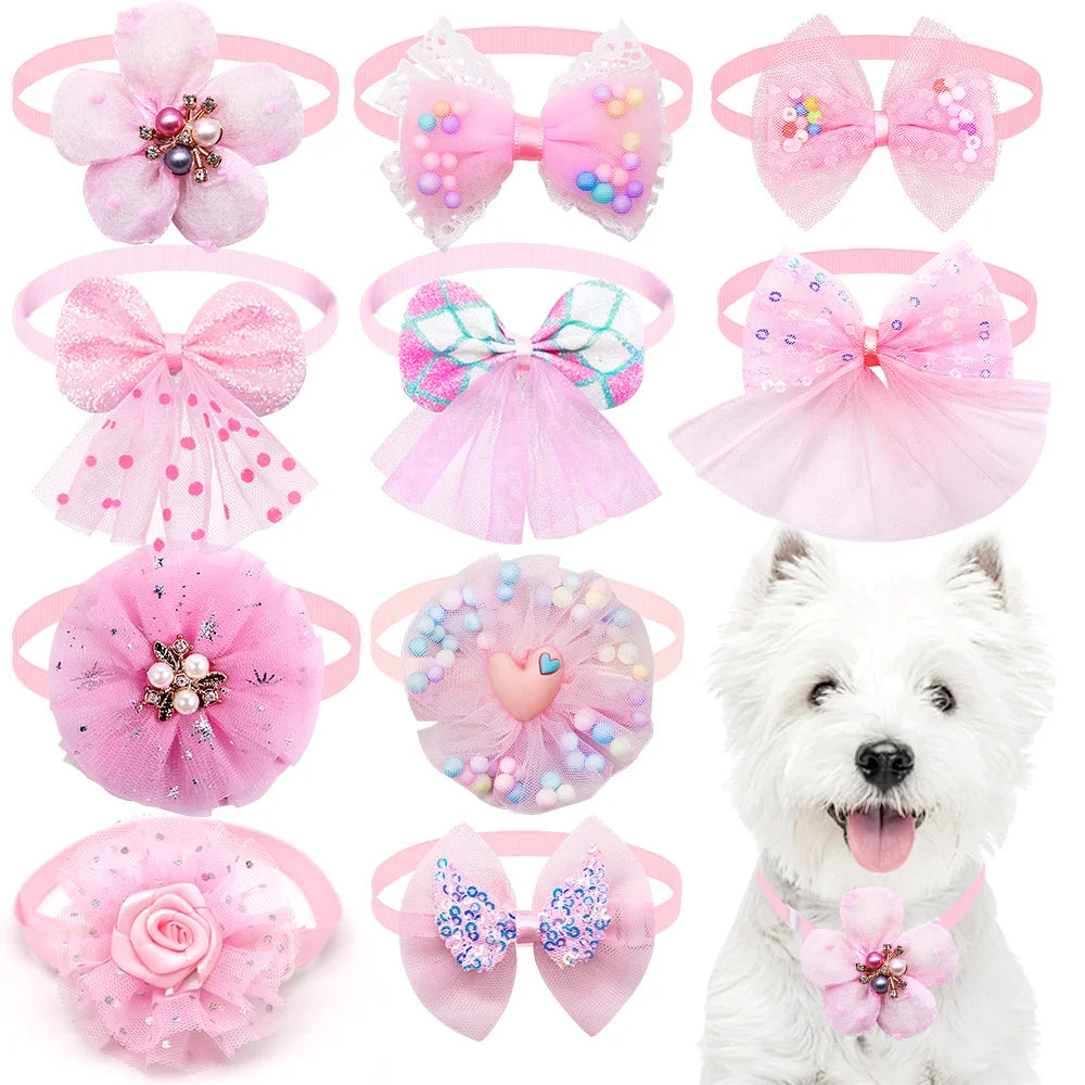50PCS Small Dog Cat Bowtie Cute Bulk Lace Pet Dog Bowtie Collar for Dogs Grooming Accessories Pet Supplies for Small Dogs