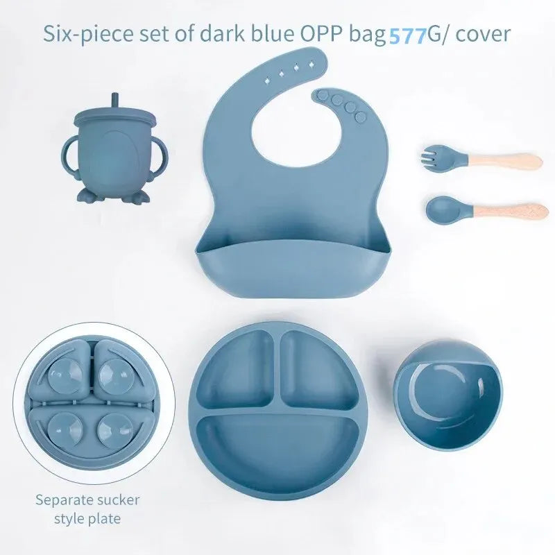 6 PCS Baby Meal Set Silicone Children's Meal Training Cutlery Set