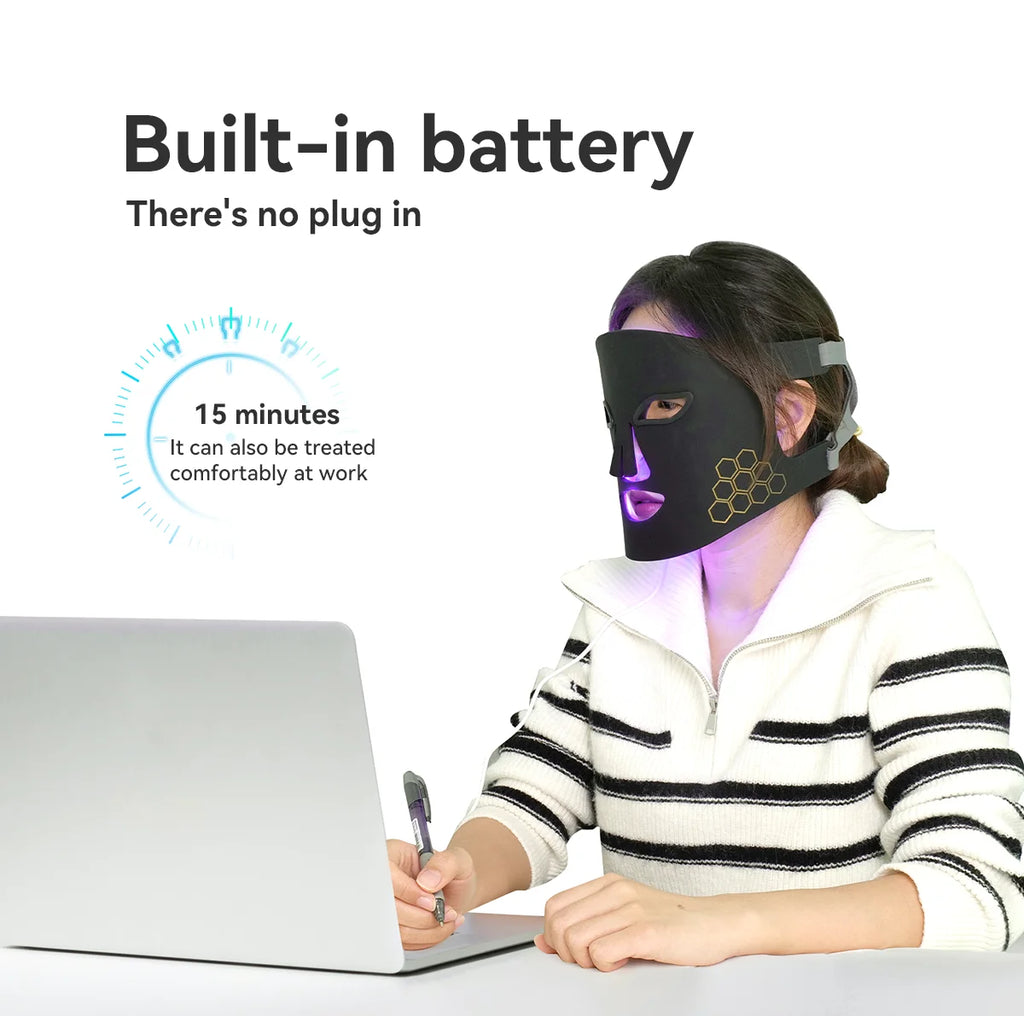 NIR LED Face Mask Neck Mask Near Infrared Face Neck SPA Therapy Mask 216+132 Beams Skin Rejuvenation Beauty Device