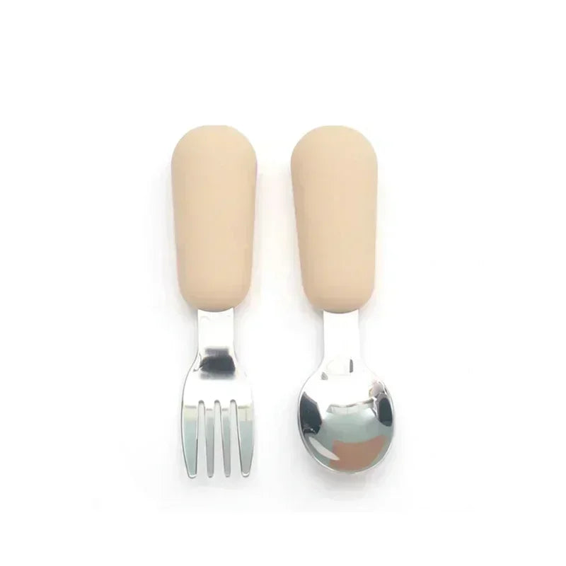 Baby Cartoon Tableware Set Children Utensil Stainless Steel Toddler Dinnerware Cutlery Cartoon Infant Food Feeding Spoon Fork