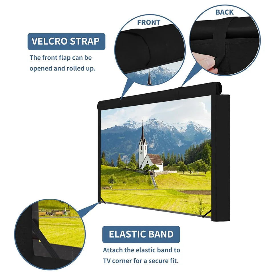 Outdoor TV Cover with Roll Up Front Flat Zipper Weatherproof TV Cover For Outside LED LCD Flat Screen 100" 90 85 75 65 55 inch