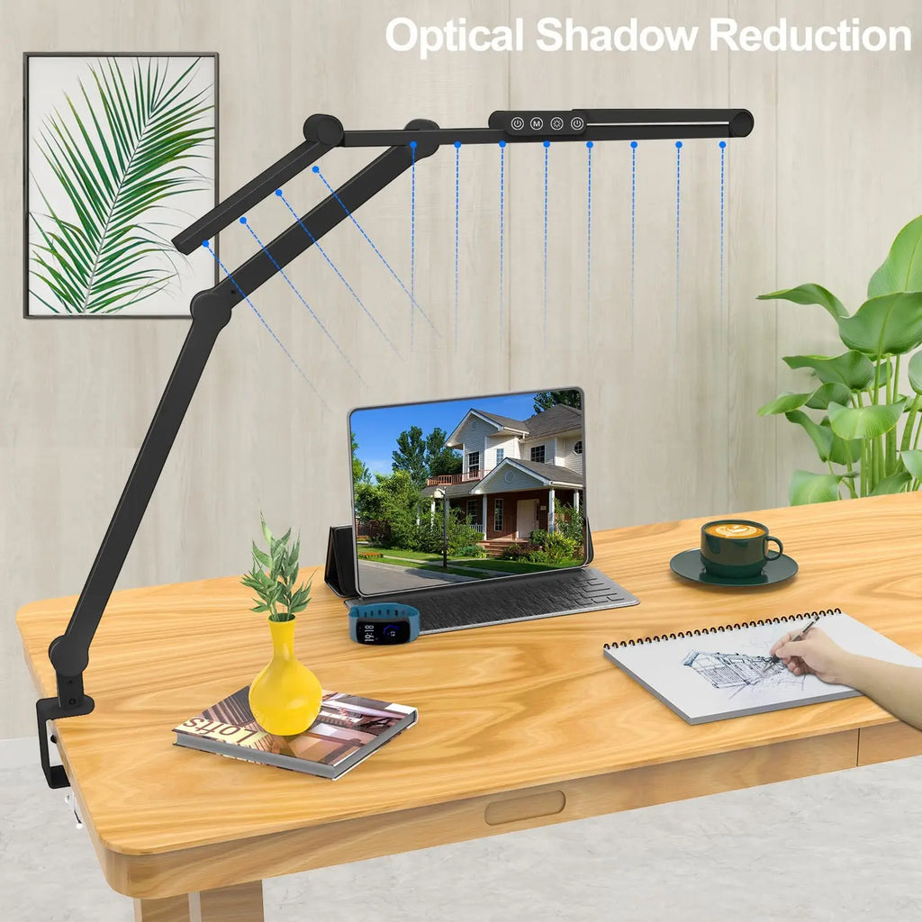 LED Desk Lamp with Clamp Architect Desk Lamps for Home Office with 4 Colour Modes, Ultra Bright Computer Desk Lamp Continuo