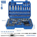 Ratchet Socket Wrench Set 108pcs With Tap and Tap Wrench Car Repair Tool Sets Ratchet Torque Wrench Combo Kit Ratchet Spanner Screwdriver Bits Hand Tool