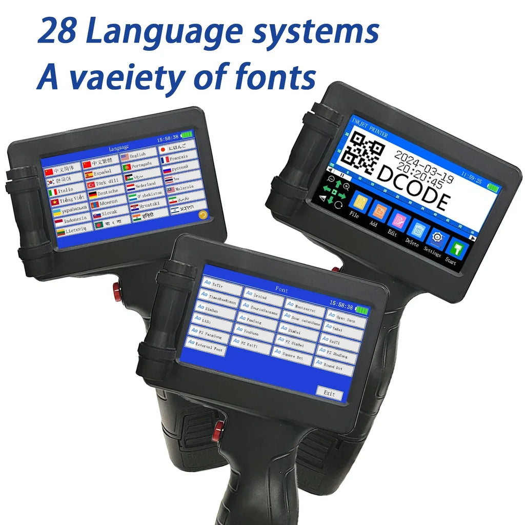 DCODE 1755PLUS 12.7mm Portable Printer Handheld Inkjet Printer for Text, QR Codes, Barcodes, Batch Numbers, Logos, Images, and Date Printing