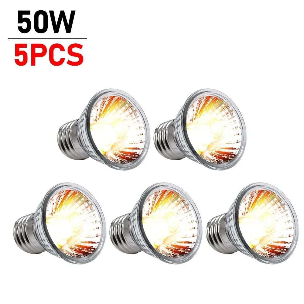 1/2/5/10PCS UVA+UVB Reptile Heat Lamp 25/50/75W Full Spectrum Basking UV Light Bulb for Snakes, Turtles, and Amphibians