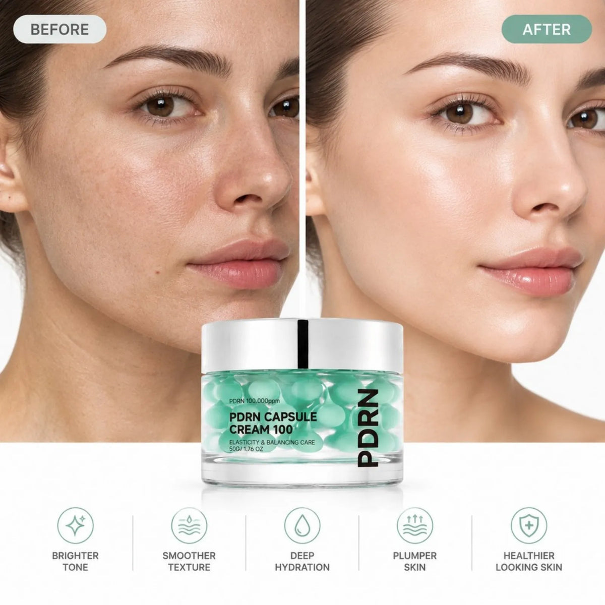 PDRN Moisturizing Capsule Cream Hydrating Skin Repair Cream Even Bright Tone Non Sticky Firming Smoothing Pore Face Skincare