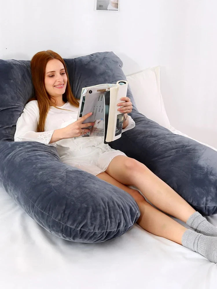 140x70cm 3000g 6.6lb Soft Pregnant Pillow U Type Lumbar Pillow Multi Function Side Protect Cushion for Pregnancy Women Velvet