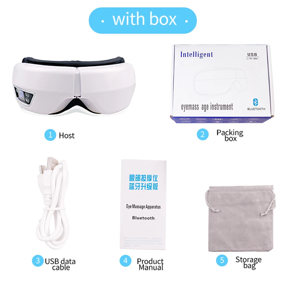 Electric 6D Smart Eye Massager Airbag Compress Vibration Eye Massage Care Instrument Eye Relax Fatigue Bluetooth Music SleepMask