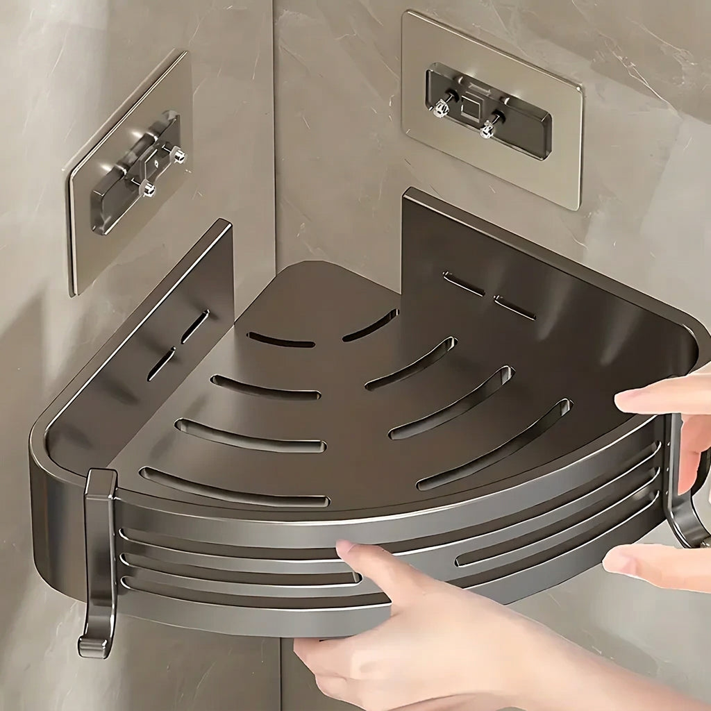 Aluminum Alloy Bathroom Shelves  Punch-free Thickened Tripod Wall-mounted Corner Shelf Bathroom  Accessories Shower Organizer
