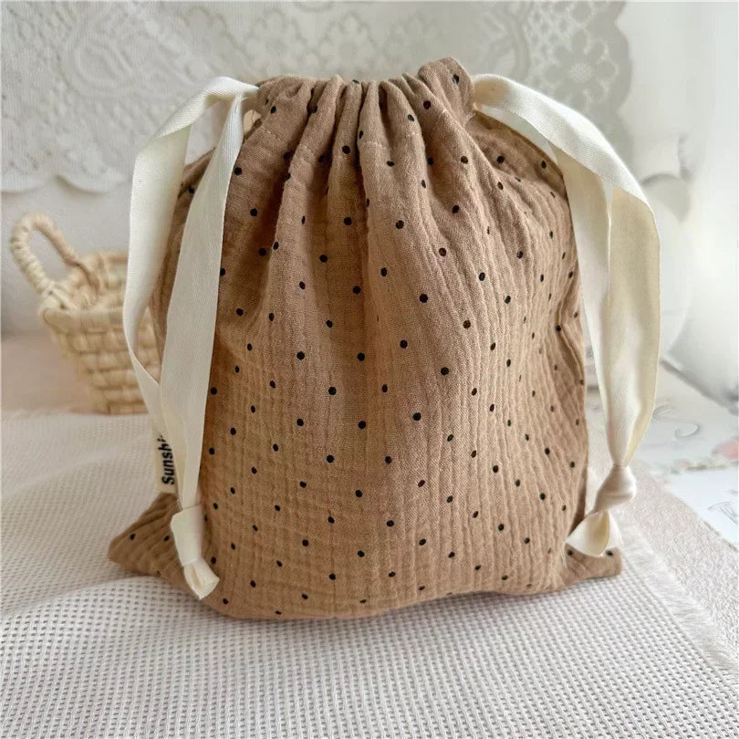 Printed Flower Mommy Bag Baby Diaper Bag Cotton Nappy String Pocket Stroller Carry Pack Travel Outdoor Diaper Storage Bag