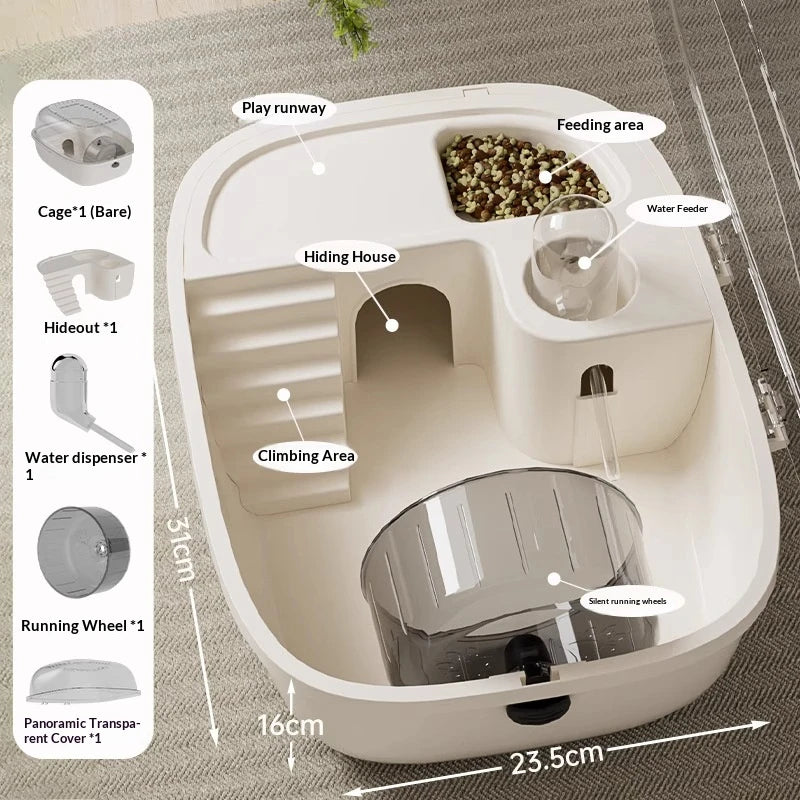 Luxury Large Capacity Hamster Golden Hamster Cage Habitat Villa Large 2-Layer Platform Cage Hiding Nest Small Pet Supplies