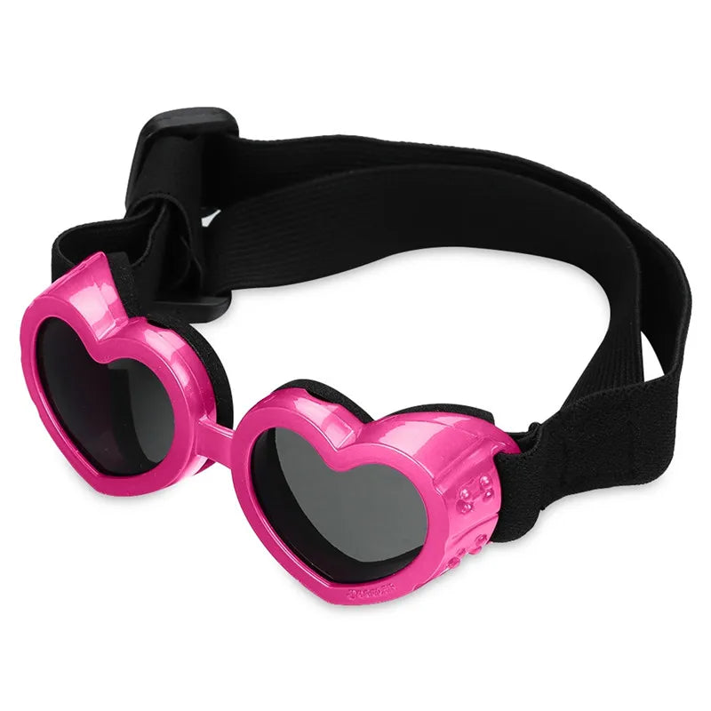 1 pc Heart-shaped Small Dog Sunglasses Waterproof UV Protection Cat Sunglasses with Adjustable Strap Goggles Pet Products
