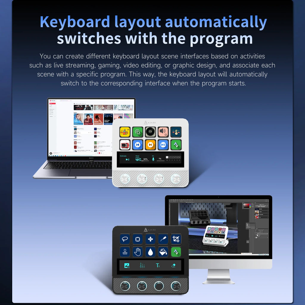 AJAZZ AKP05E PRO / AKP03E Visual Macro Pad, Programmable LCD Display Custom Keypad, Multi‑Knob Hot‑Swap Macro Keyboard for Video Editing Gaming Workflow
