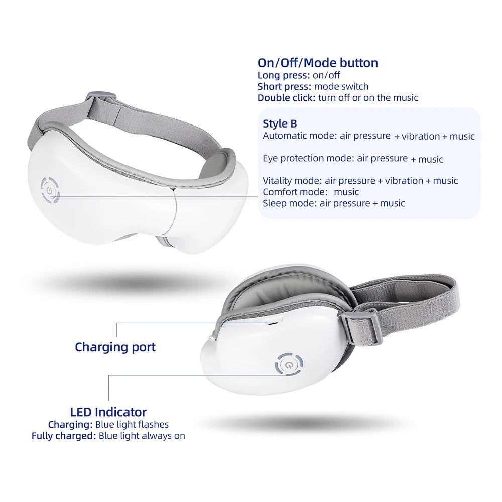 3D Vibration Eye Massager Heating Airbag Kneading Relax Massager Relieve Eye Fatigue Relaxes Eye Muscles Eye Care Tools